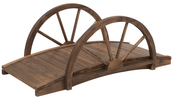 Dřevěný zahradní most Outsunny s designem kol, most přes rybník do 150 kg nosnosti, dekorativní most, zahradní park dvůr 100 x 50 x 37 cm Uhlově šedá