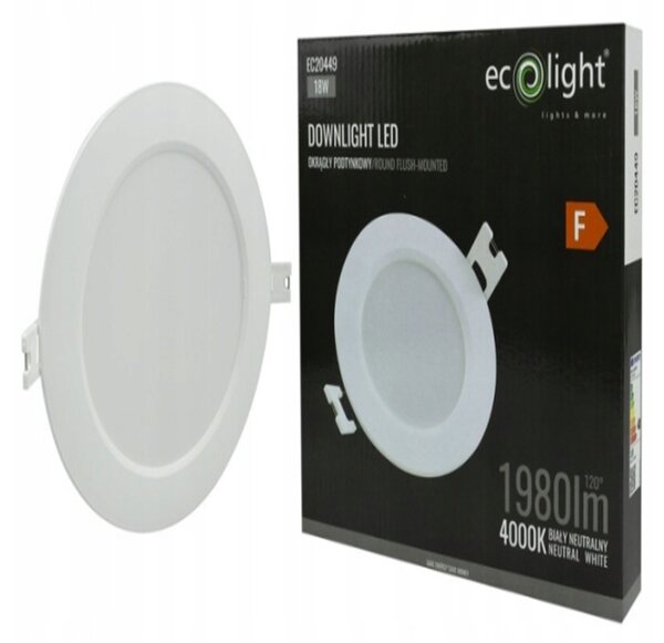 ECOLIGHT Kulatý zapuštěný LED panel 18W - neutrální barva