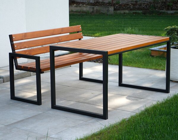 Zahradní stůl Style s masivním dřevem a ocelovou konstrukcí teak