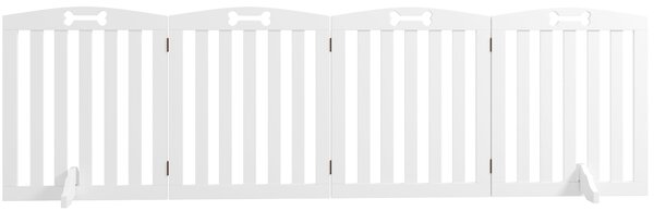 PawHut Psí Zábrana, 4-panelová, 207,5 x 61 cm Skládací Ochrana Dveří s 2 Podporujících Nohám, Samostatná Psí Zábrana, Schodišťová Brána pro Střední Ps