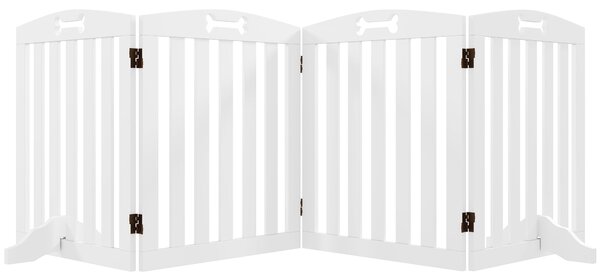 PawHut Psí Zábrana, 4-panelová, 207,5 x 61 cm Skládací Ochrana Dveří s 2 Podporujících Nohám, Samostatná Psí Zábrana, Schodišťová Brána pro Střední Ps