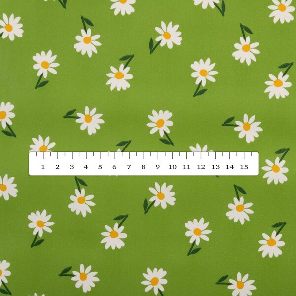 PVC ubrus Kopretinky na zeleném PV-172 - metráž š. 140 cm