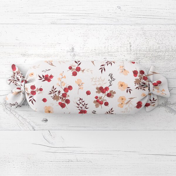 Biante Polštář válec bonbon Sandra SA-784 Červený angrešt na bílém 15x40 cm