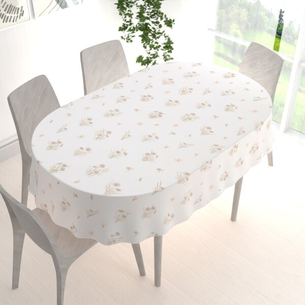 Biante Bavlněný oválný ubrus Sandra SA-783 Kopretiny na bílém 50x100 cm