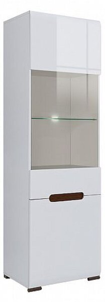 Azteca Vitrína REG1W1D/19/6 Bílý/bílý lesk