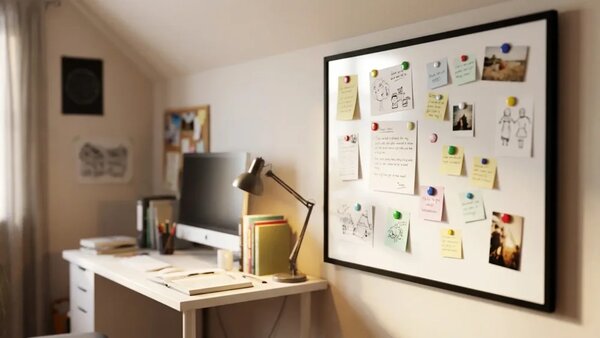 Magnetická suchostěrná tabule bílá 100 × 80 cm – černý dřevěný rám, TM108BK