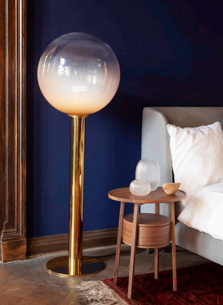 Luxusní stojací lampa Bomma Phenomena, large ball Barva skla: Čirá, Barva montury: Stříbrná