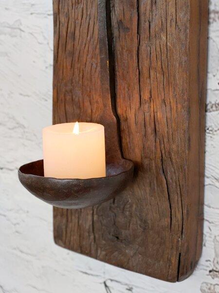 Dřevěný nástěnný svícen Grimaud Unit - 15*2*46 cm - Chic Antique