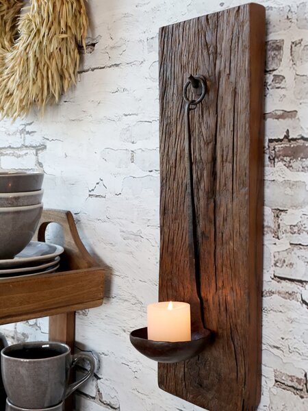 Dřevěný nástěnný svícen Grimaud Unit - 15*2*46 cm - Chic Antique