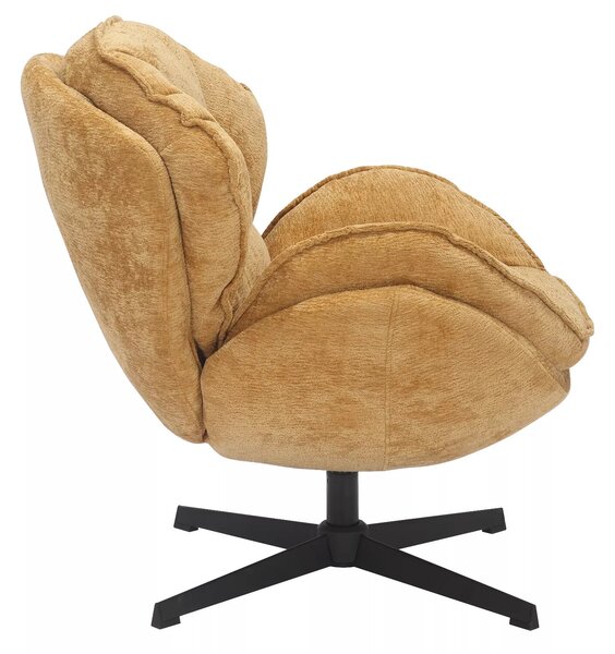 TRENDY BERTA relaxační křeslo otočné 360°, hořčicová