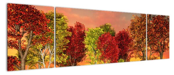 Obraz přírody - barevné stromy (170x50cm)