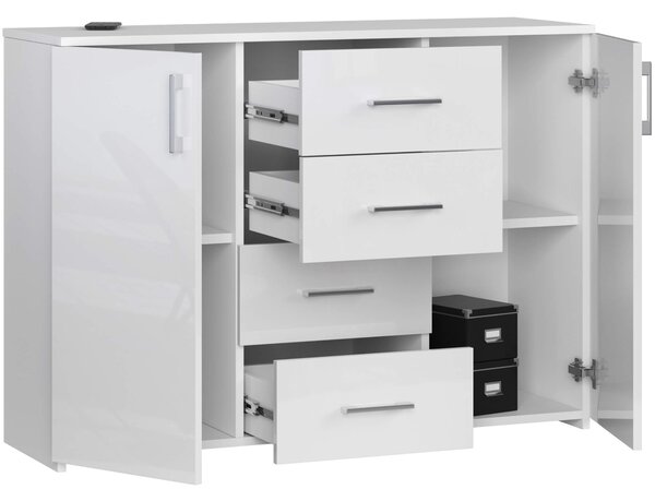 Ak furniture Komoda Torvi K 110 cm bílá lesklá