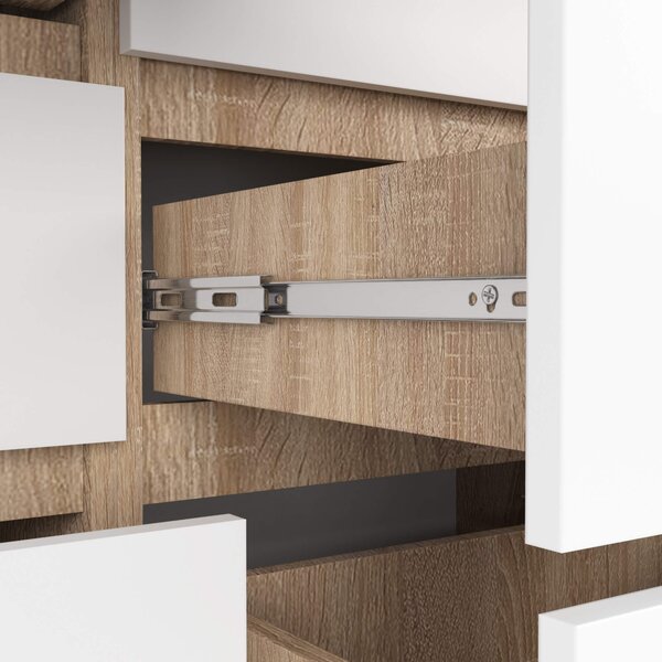 Ak furniture Komoda Kuba 120 cm 8 šuplíků dub sonoma/bílá