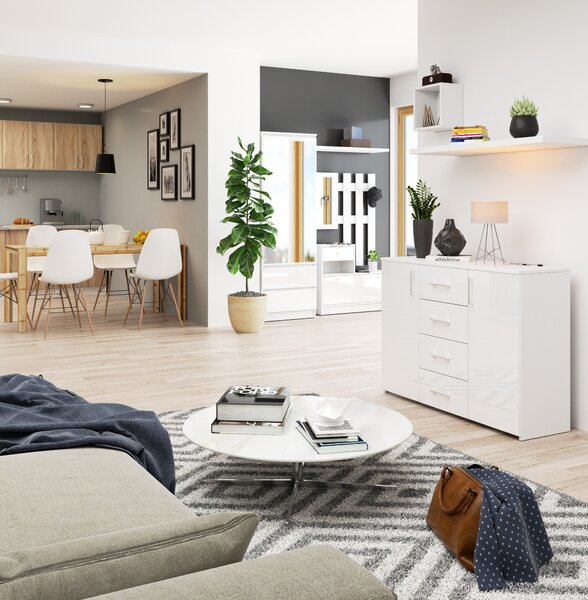 Ak furniture Komoda Torvi K 110 cm bílá lesklá