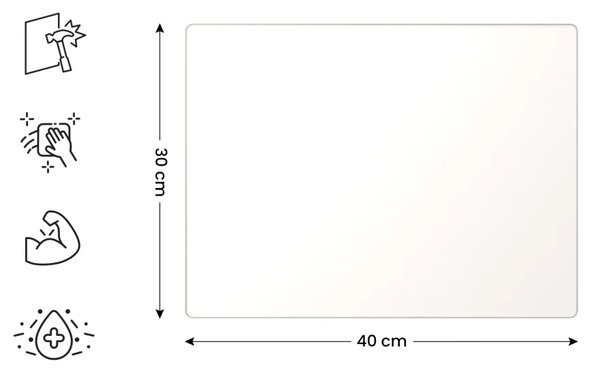 Skleněná krájecí deska BÍLÁ 30 × 40 cm – kuchyňská deska, ochranná deska, skleněný tác, DK30x40_00015