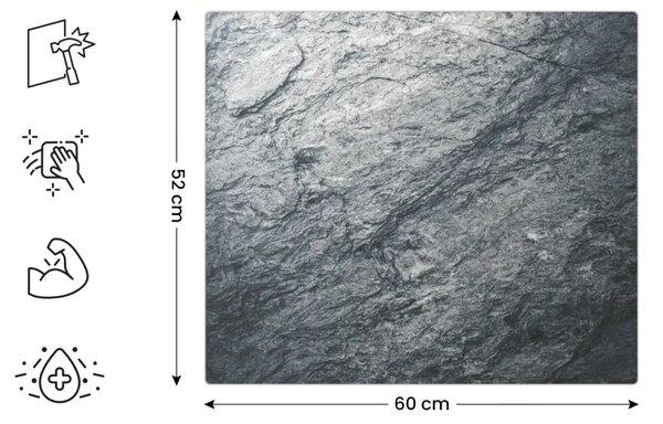 Skleněná ochranná deska GRANIT / SKÁLA / KÁMEN 60 × 52 cm – kuchyňská krájecí deska, ochranná deska, skleněný tác, FC60x52_00011