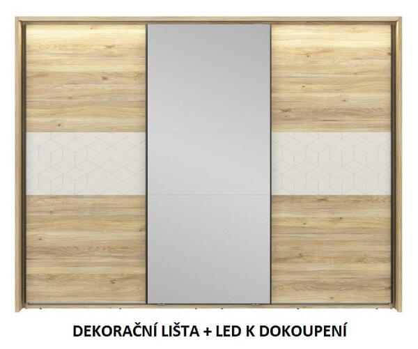 GLAMOUR šatní skříň SZF3D/270/210/3M, kašmír/dub mauvella