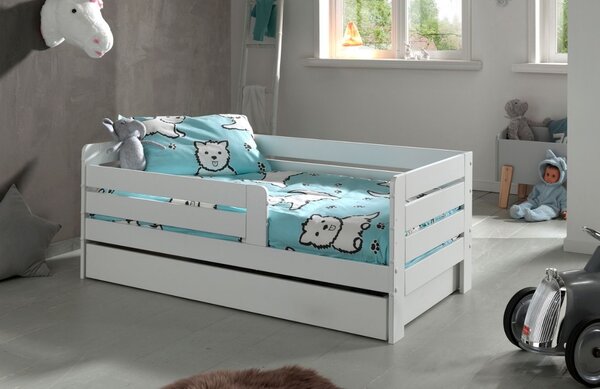 Bílá borovicová zásuvka k posteli Vipack Toddler 138 x 73 cm