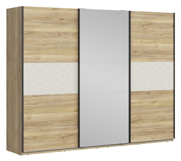 GLAMOUR šatní skříň SZF3D/270/210/3M, kašmír/dub mauvella
