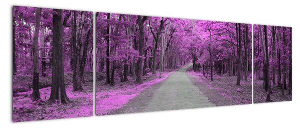 Moderní obraz - fialový les (170x50cm)