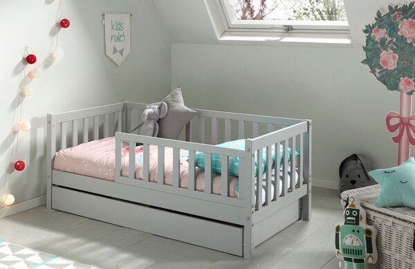 Šedá borovicová zásuvka k posteli Vipack Toddler 138 x 73 cm