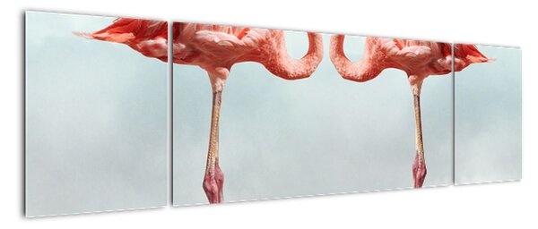 Plameňáci - obraz srdce (170x50cm)