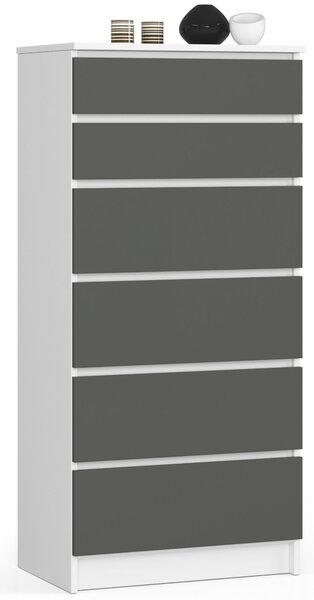 Ak furniture Komoda Kuba 60 cm - 6 šuplíků I bílá/grafitová