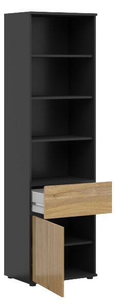 LUEN regál REG1D1S/57, černá/dub tegola/dub mauvella
