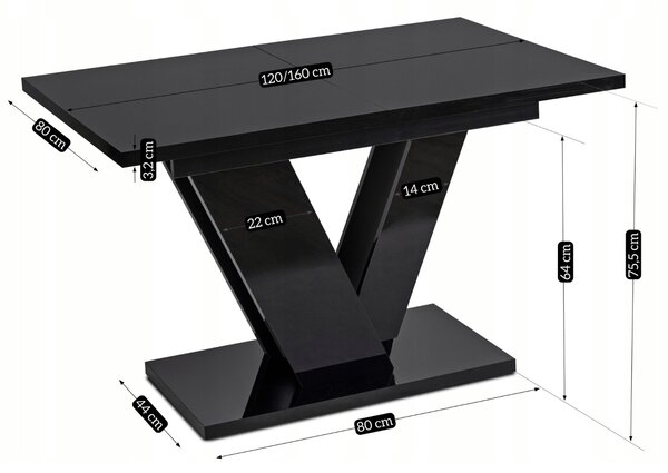 JAKS Jídelní stůl Clark 120 cm Black Gloss Glamour