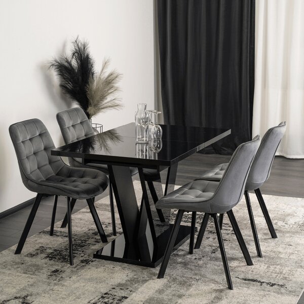 JAKS Jídelní stůl Clark 120 cm Black Gloss Glamour