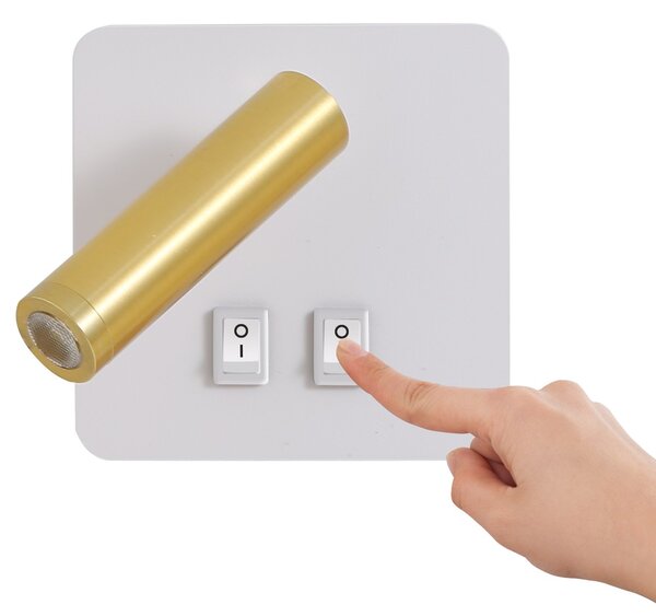Immax GOAL 2 Vypínače, designové nástěnné LED svítidlo 7W, BÍLÉ+ZLATÉ