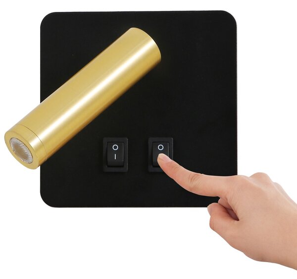 Immax GOAL 2 Vypínače designové nástěnné LED svítidlo 7W, ČERNÁ+ZLATÁ