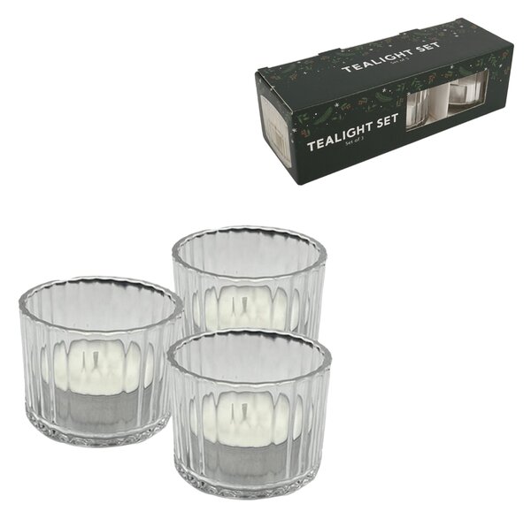 Set 3 skleněných svícnů LUCID, 6 cm