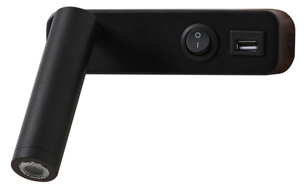 Immax GOAL USB+VYPÍNAČ designové nástěnné LED svítidlo 3W, BLACK