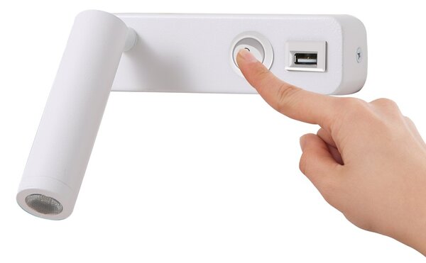Immax GOAL USB +VYPÍNAČ designové nástěnné LED svítidlo 3W,WHITE