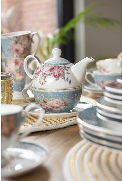 Porcelánový Tea for one Peony Rosé - 16*10*14 cm / 400 ml / 250 ml - Clayre & Eef
