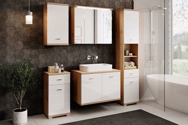 Szynaka Závěsná skříňka pod umyvadlo Sting 38 80 cm dub Artisan/bílá
