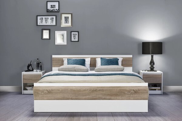 Szynaka Noční stolek Wenecja 05 42 cm bílý/dub Sonoma