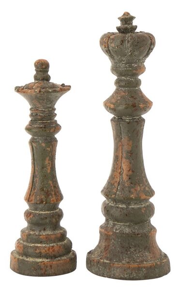 2ks zelená antik dekorace šachové figurky Antiqou - 15*15*51cm - J-Line by Jolipa