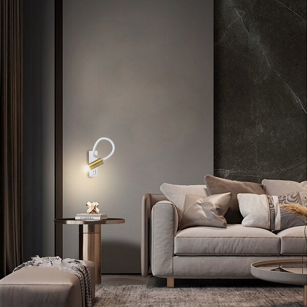 Immax GOAL designové nástěnné LED svítidlo s vypínačem,3W, WHITE+GOLD+ACRYL