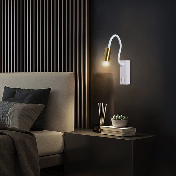 Immax GOAL designové nástěnné LED svítidlo s vypínačem,3W, WHITE+GOLD+ACRYL