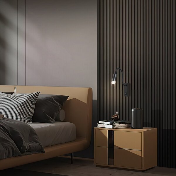 Immax GOAL designové nástěnné LED svítidlo s vypínačem, 3W, ALL BLACK+ACRYL