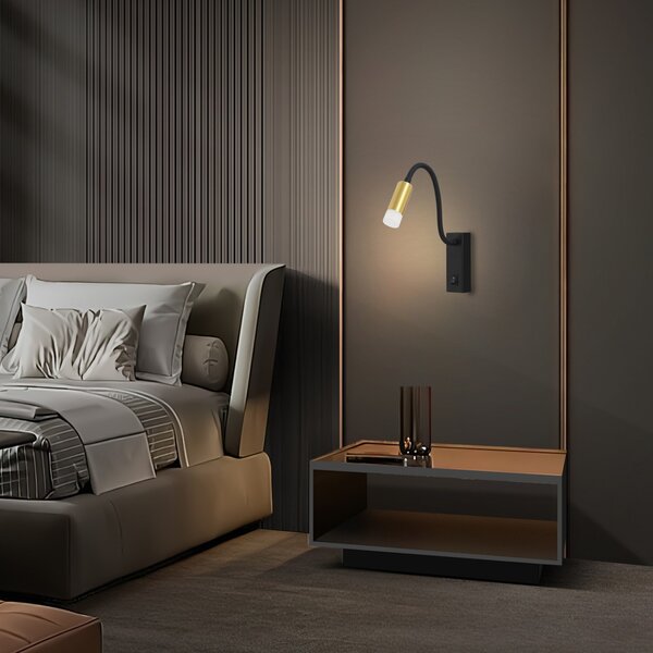Immax GOAL designové nástěnné LED svítidlo s vypínačem, 3W, BLACK+GOLD+ACRYL