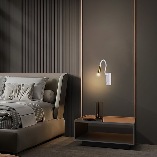 Immax GOAL designové nástěnné LED svítidlo s vypínačem,3W, WHITE+GOLD+ACRYL