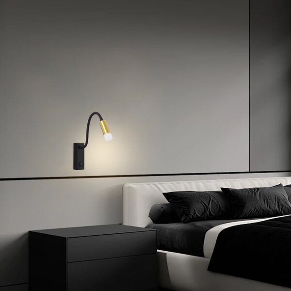 Immax GOAL designové nástěnné LED svítidlo s vypínačem, 3W, BLACK+GOLD+ACRYL