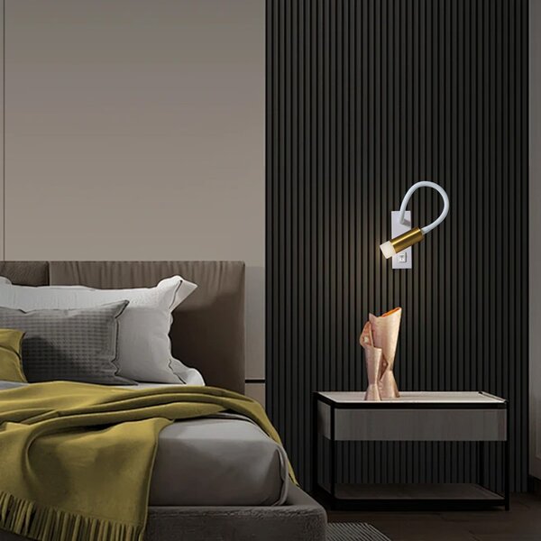 Immax GOAL designové nástěnné LED svítidlo s vypínačem,3W, WHITE+GOLD+ACRYL