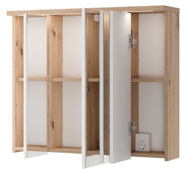 Szynaka Závěsná zrcadlová skříňka s LED osvětlením Sting 58 80 cm dub Artisan