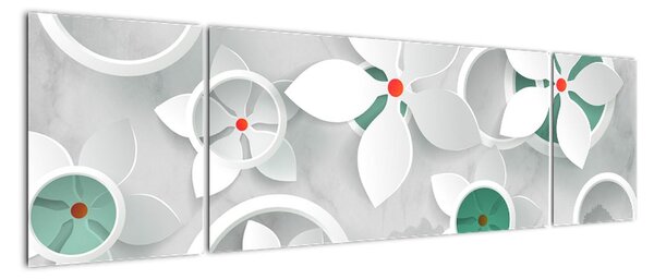 Abstraktní obraz květů (170x50cm)