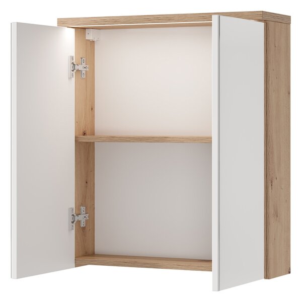 Szynaka Závěsná zrcadlová skříňka s LED osvětlením Sting 56 60 cm dub Artisan