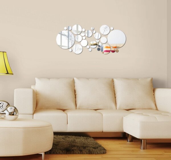 Zrcadlová nálepka na zeď kruhy - HIGOSI 2149 SV000002S- 60x 40 cm 1 mm